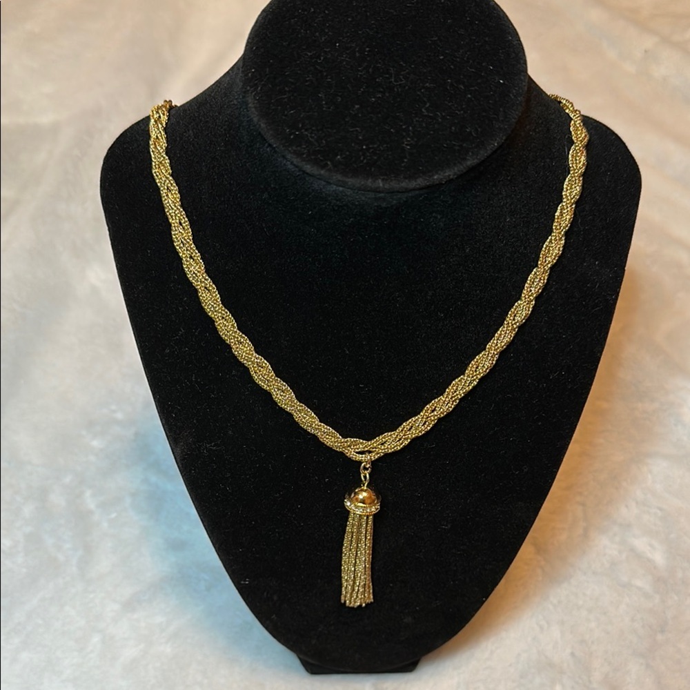 Ann Taylor Gold Braided Statement Necklace with Tassel